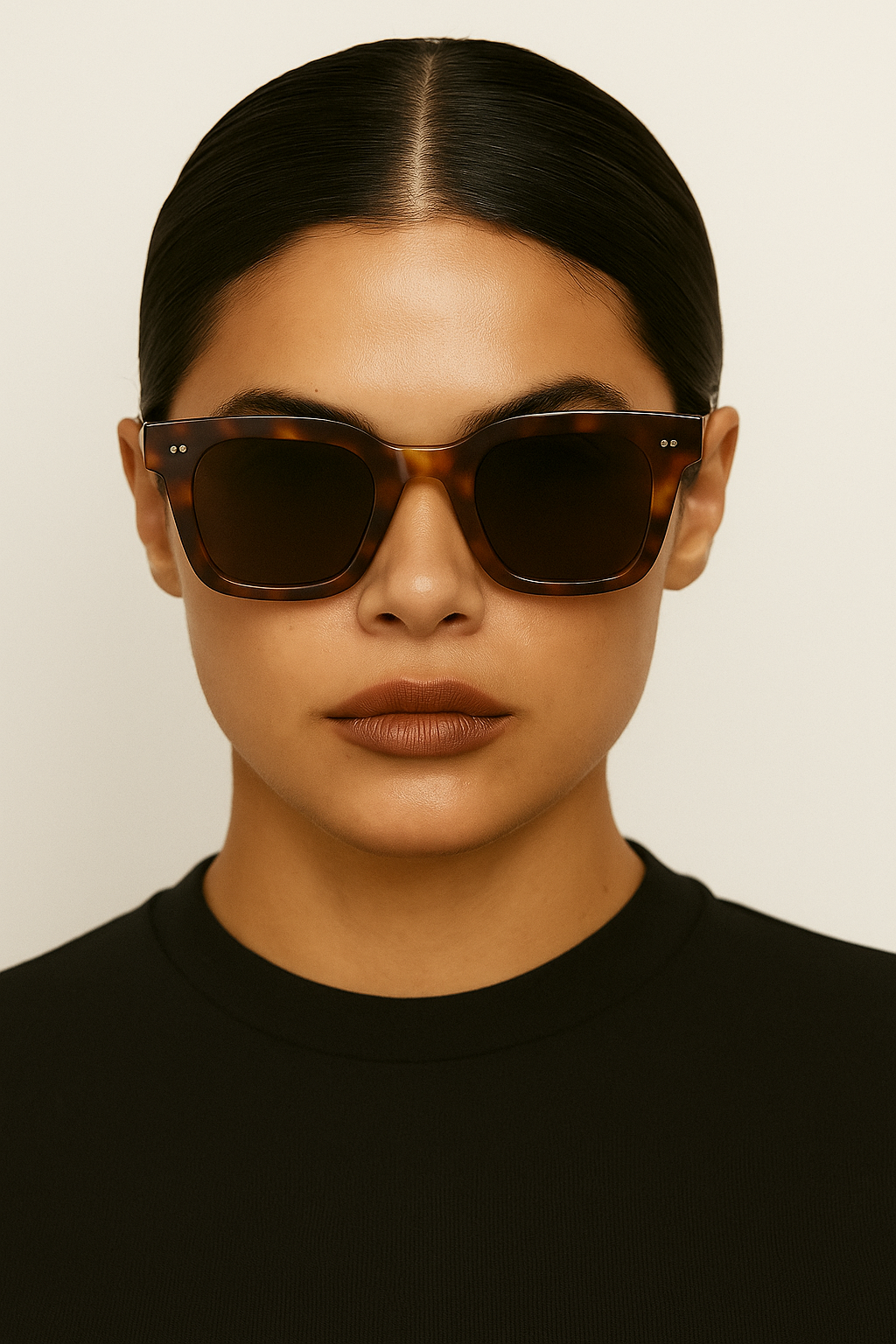 Person wearing dark sunglasses against a plain background