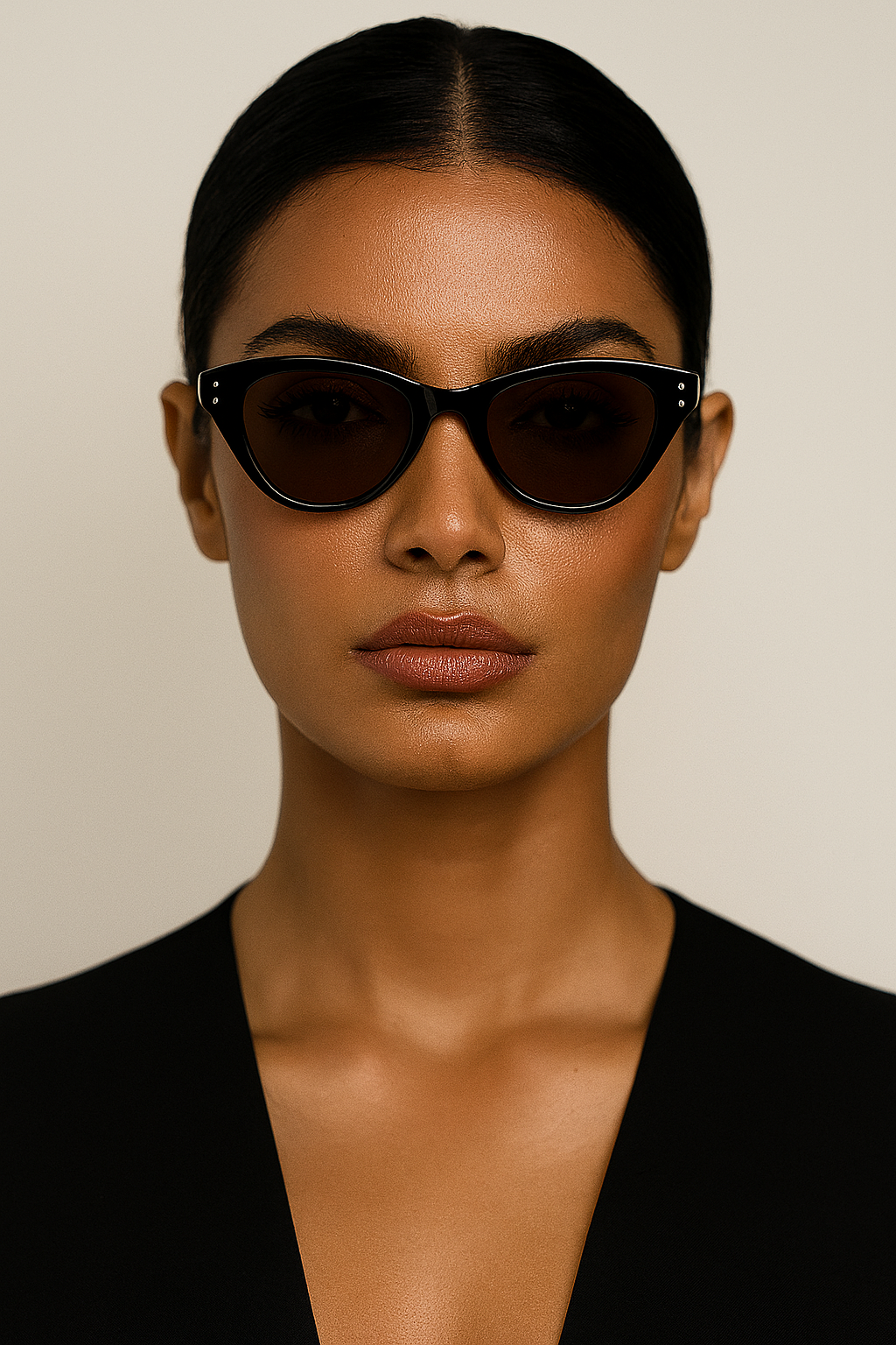 Person wearing dark sunglasses against a neutral background