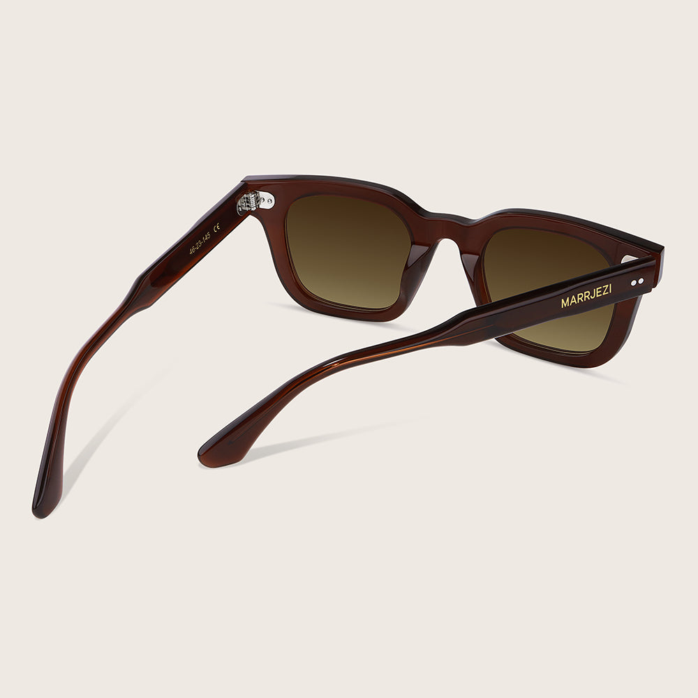 Brown sunglasses with a light background
